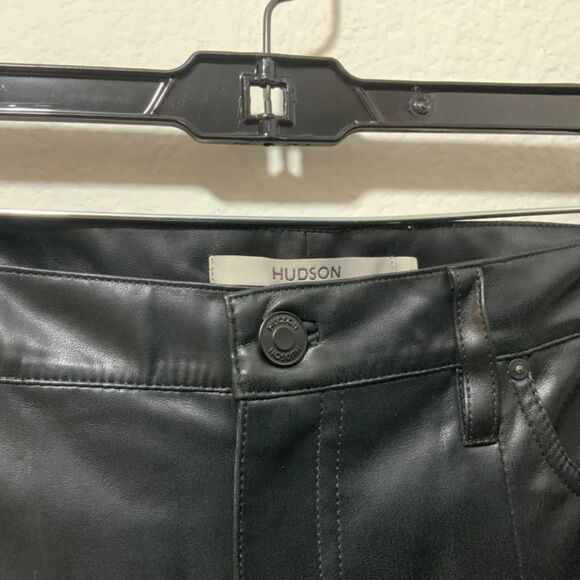 HUDSON Barbara Faux Leather High Waist Straight Ankle in Black Beauty size 30 - Picture 8 of 15
